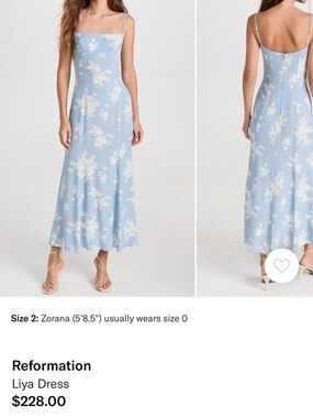 Reformation Powder Blue Floral Slip Dress